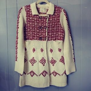 ~Sparrow~ cream and red sweater sz.-large